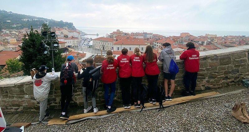 Team GBR at the 2020 Optimist European Championship - view across Piran photo copyright Clare Sargent taken at  and featuring the Optimist class