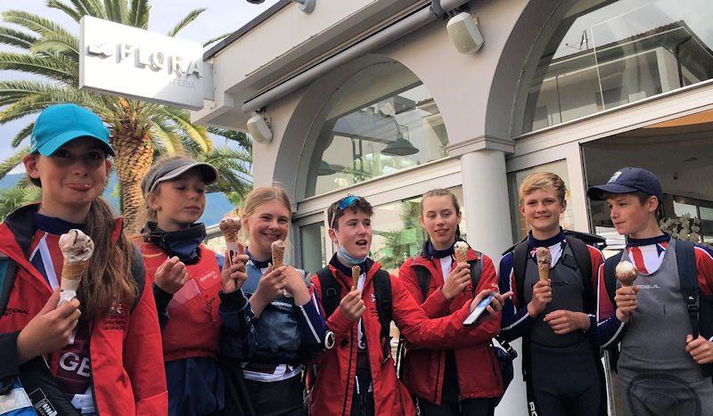 When in Italy... GBR sailors during the Optimist Youth Centenary Regatta at Lake Garda photo copyright Anette Soyer taken at Fraglia Vela Riva and featuring the Optimist class