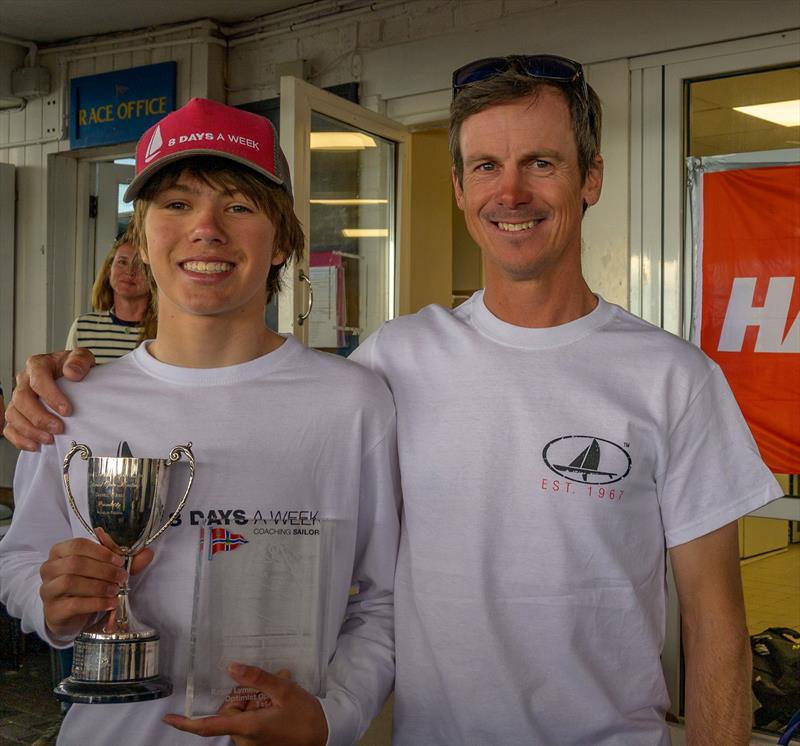 Main Fleet winner Archie with Nick Rogers at the Lymington Optimist Open photo copyright Paul French taken at Royal Lymington Yacht Club and featuring the Optimist class