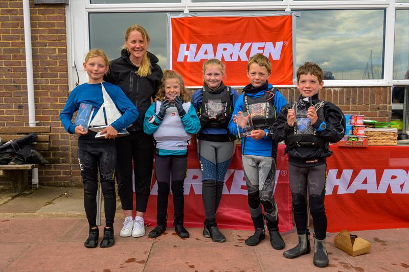 Sarah Ayton with the Regatta Fleet winners at the Lymington Optimist Open photo copyright Paul French taken at Royal Lymington Yacht Club and featuring the Optimist class