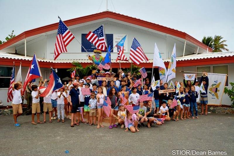 Some of the entrants in the 2022 International Optimist Regatta in front of the St. Thomas Yacht Club photo copyright Dean Barnes taken at St. Thomas Yacht Club and featuring the Optimist class