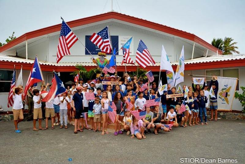 Some of the entrants in the 2022 International Optimist Regatta in front of the St. Thomas Yacht Club - photo © Dean Barnes