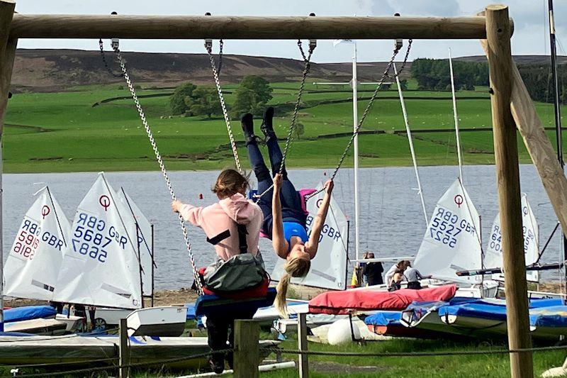 It's lovely to see kids being kids - IOCA Gill Early Summer Optimist Championships at Derwent Reservoir - photo © Stephen Wright