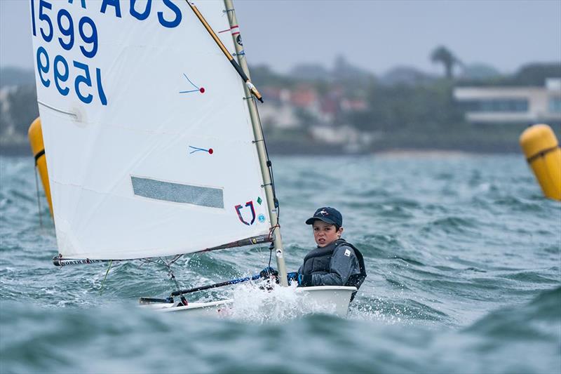 George Pilkington racing the Optimist at 2024 Sail Melbourne (30 Nov - 3 Dec ) hosted by Royal Brighton Yacht Club - photo © Beau Outteridge