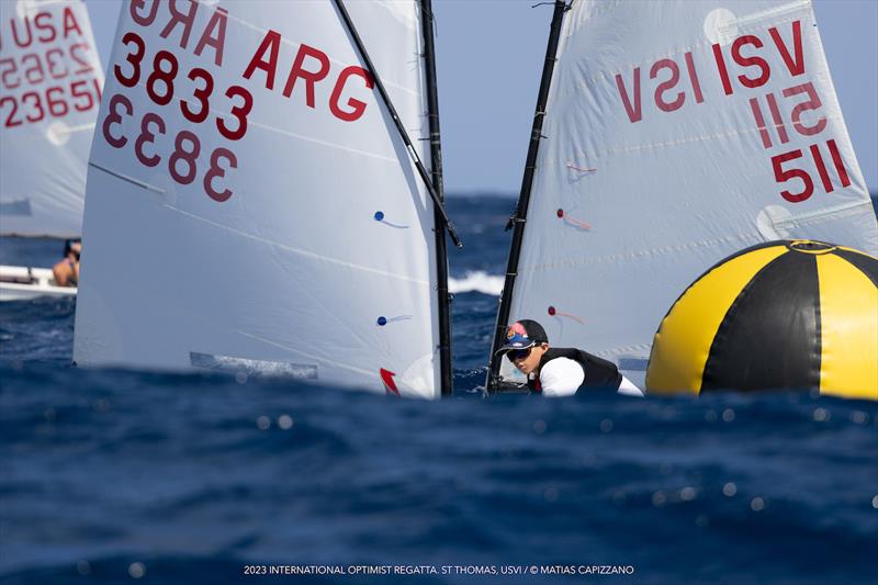 31st International Optimist Regatta - St. Croix's Bailey Meluski rounds a mark - photo © Matias Capizzano