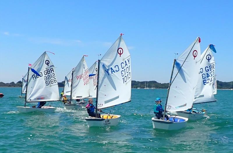 Start line - Optimist Red Ribbon Regatta at Hayling Island photo copyright Melvyn Cooper taken at Hayling Island Sailing Club and featuring the Optimist class