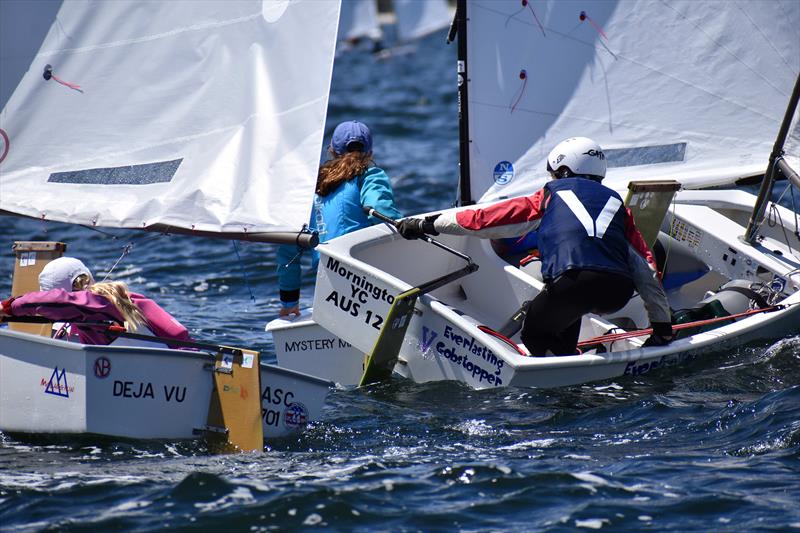 Lots of pressure on the mark in the Intermediate Fleet - 2026 Musto Australian Optimist Championship - photo © Jane Austin / RYCT Media