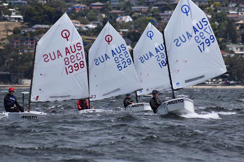 Fabio Moeller (1799) is leading the Intermediate Fleet - 2026 Musto Australian Optimist Championship photo copyright Jane Austin / RYCT Media taken at Royal Yacht Club of Tasmania and featuring the Optimist class