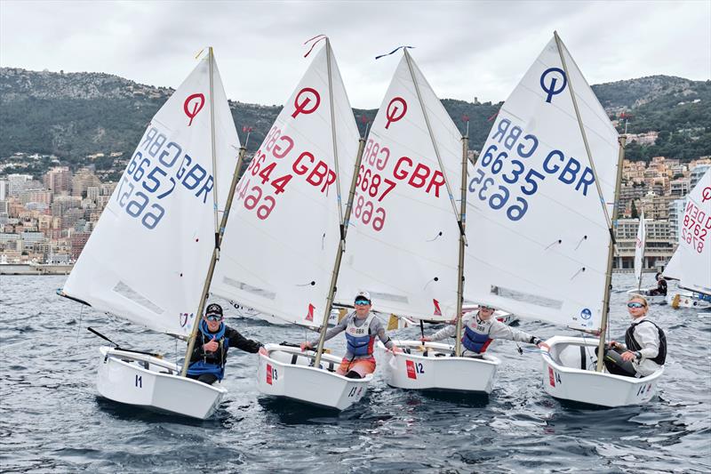 UK team (L-R) Callum Marshall, Tom Keegan, Isla Hutchinson at the  International Optimist Team Racing Championships photo copyright YCM taken at Yacht Club de Monaco and featuring the Optimist class