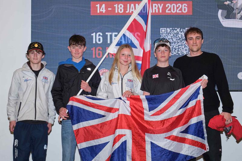 UK team (L-R) Jacques Kent, Callum Marshall, Isla Hutchinson, Tom Keegan, Dan Burns at the International Optimist Team Racing Championships photo copyright YCM taken at Yacht Club de Monaco and featuring the Optimist class