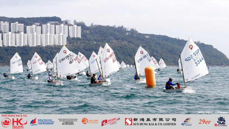 Sun Hung Kai & Co. Hong Kong Race Week 2026. Oppies on the reash photo copyright RHKYC / Guy Nowell taken at Royal Hong Kong Yacht Club and featuring the Optimist class