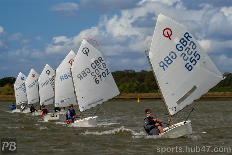 Optimists sailing on Day 2 of Burnham Week 2026 - photo © Petru Balau Sports Photography / sports.hub47.com