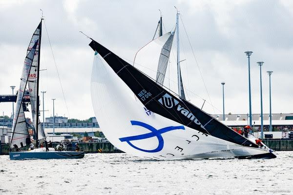 The Dutch racer "van Uden" broaching crossed the starting line in front of the fleet of participants for the German Offshore Sailing Championship on day 1 of Kiel Week 2020 photo copyright www.segel-bilder.de taken at Kieler Yacht Club and featuring the ORC class