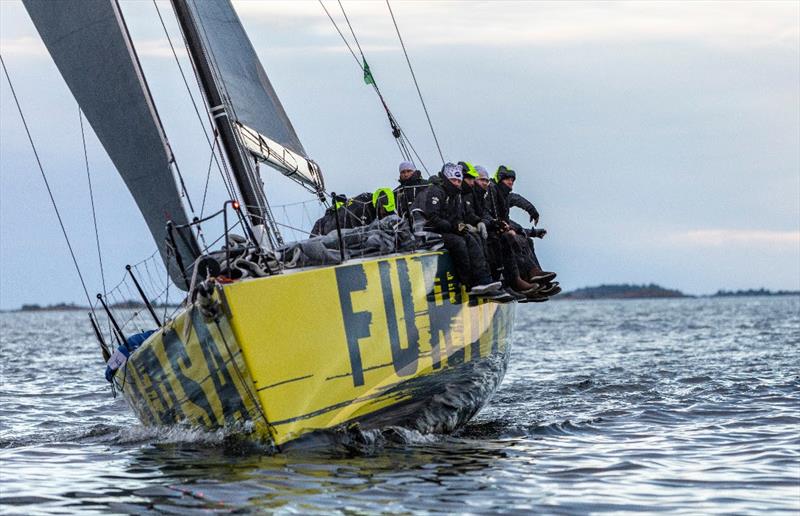 Furiosa passing the finish line in Sandhamn at 04.50 AM photo copyright Henrik Tryg taken at Royal Swedish Yacht Club and featuring the ORC class