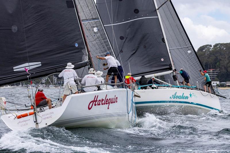 Harlequin vs Avalon in the Pittwater Cup - 2026 Pantaenius Pittwater Regatta photo copyright Andrea Francolini / RPAYC taken at Royal Prince Alfred Yacht Club and featuring the ORC class