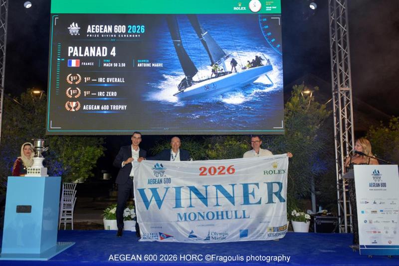 Magre's team received the Aegean 600 Trophy as overall IRC winner and Desmond's team the Poseidon Trophy for the overall ORC win - photo © Vangelis Fragoulis