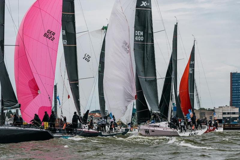 Class AB busy start of the Klaipeda Port Long Offshore Race - Klaipeda ORC European Championship 2026, Lithuania - photo © Domas Rimeika