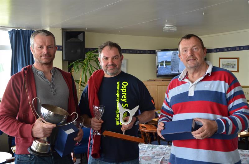 Blithfield Rear Commodore Lawrence Key with Osprey Inland Champions Terry Curtis and Jim Hunt photo copyright Don Stokes taken at Blithfield Sailing Club and featuring the Osprey class