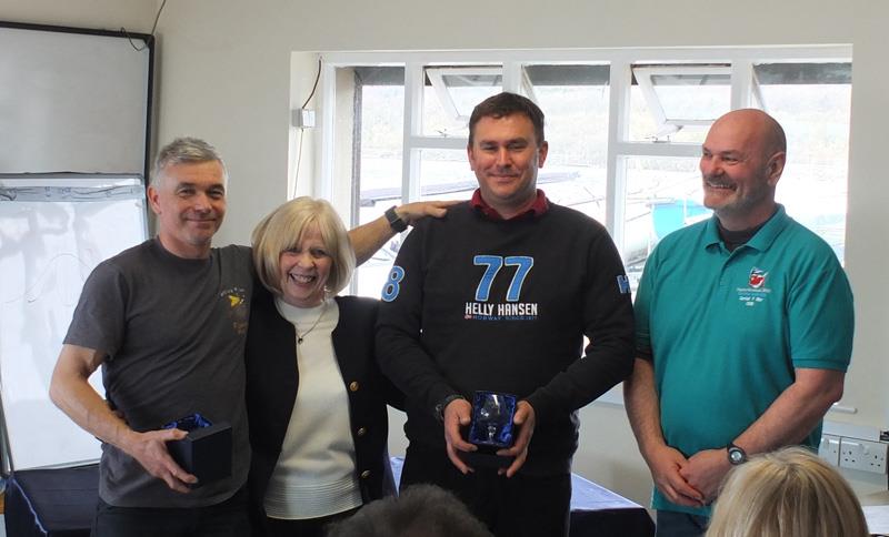 DJ Edwards (left) & Dan Jackson (centre) win the Tata Osprey Open photo copyright Oscar Chess taken at Tata Steel Sailing Club and featuring the Osprey class