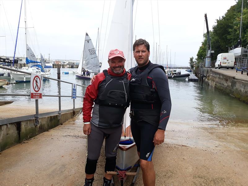 Terry Curtis & Peter Greig win a race on day 1 of the Osprey Nationals in Weymouth photo copyright Simon Hawkes taken at Weymouth Sailing Club and featuring the Osprey class