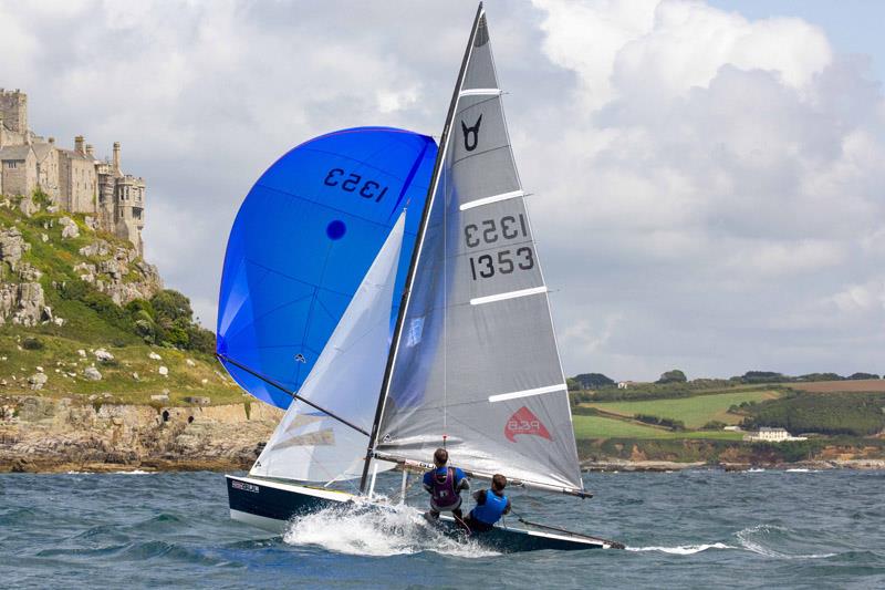 Matt Burge and Vyv Townend finish 2nd in the 2019 Osprey Nationals at Mount's Bay photo copyright Tim Olin / www.olinphoto.co.uk taken at  and featuring the Osprey class