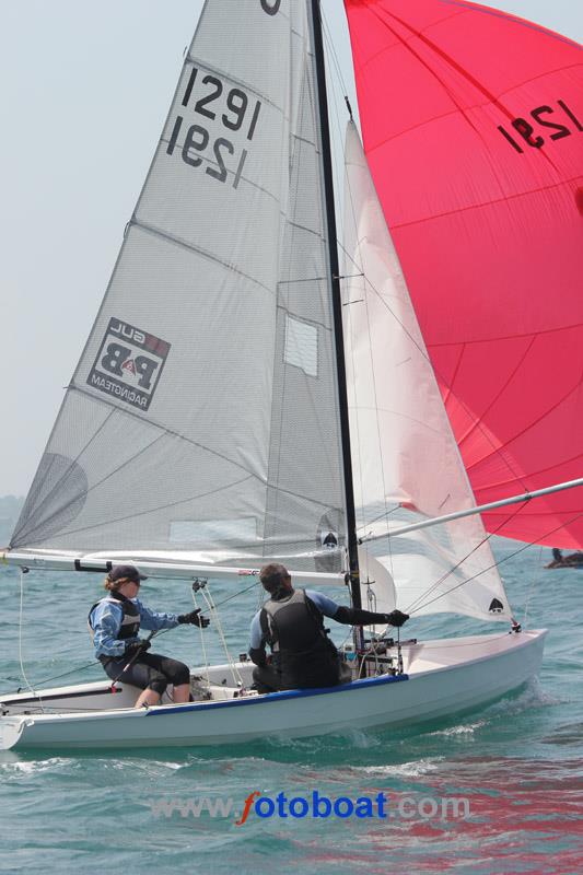 Perfect conditions at the Osprey nationals in Weymouth photo copyright Mike Rice / www.fotoboat.com taken at Weymouth Sailing Club and featuring the Osprey class