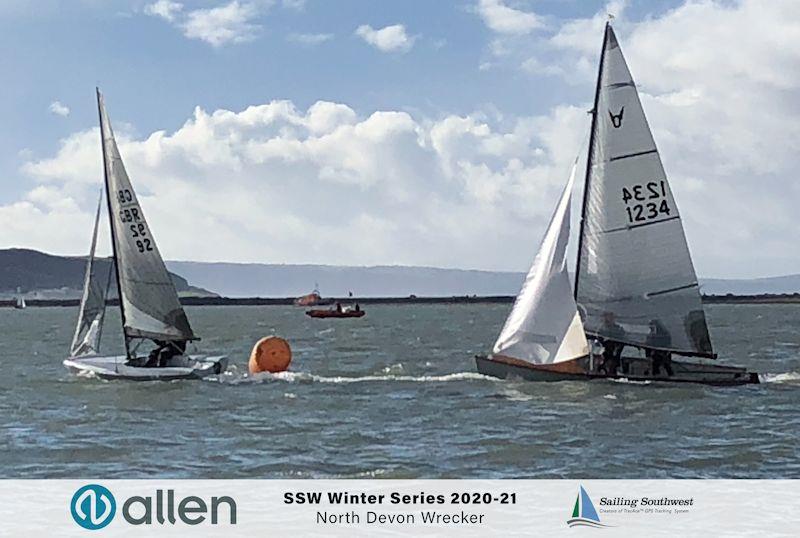 Osprey 1234 on its way to win the North Devon Wrecker pursuit race (hunting down last years series winner Simon Hawkes in his K1) photo copyright Sailing Southwest taken at North Devon Yacht Club and featuring the Osprey class