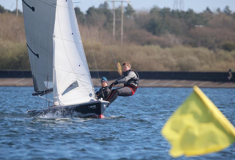 Jason & Matthew Taylor (youth sailor) sailing the class boat during the 2023 Osprey Welsh & Midland Championships photo copyright Nick Dallimore taken at Tata Steel Sailing Club and featuring the Osprey class