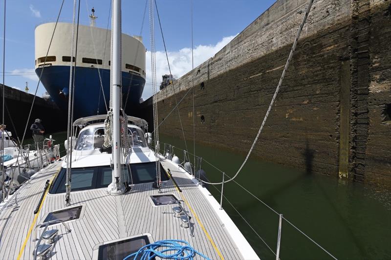 Babe passing through the Pedro Miguel lock in the Panama canal photo copyright Rick Tomlinson taken at  and featuring the Oyster class