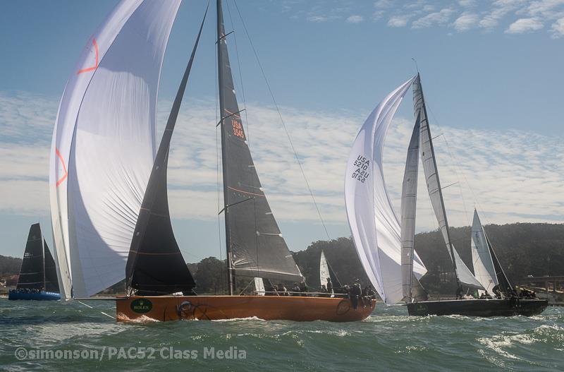 Pac 52s on day 1 of the Rolex Big Boat Series 2018 photo copyright Erik Simonson / PAC52 Class taken at St. Francis Yacht Club and featuring the Pac 52 class