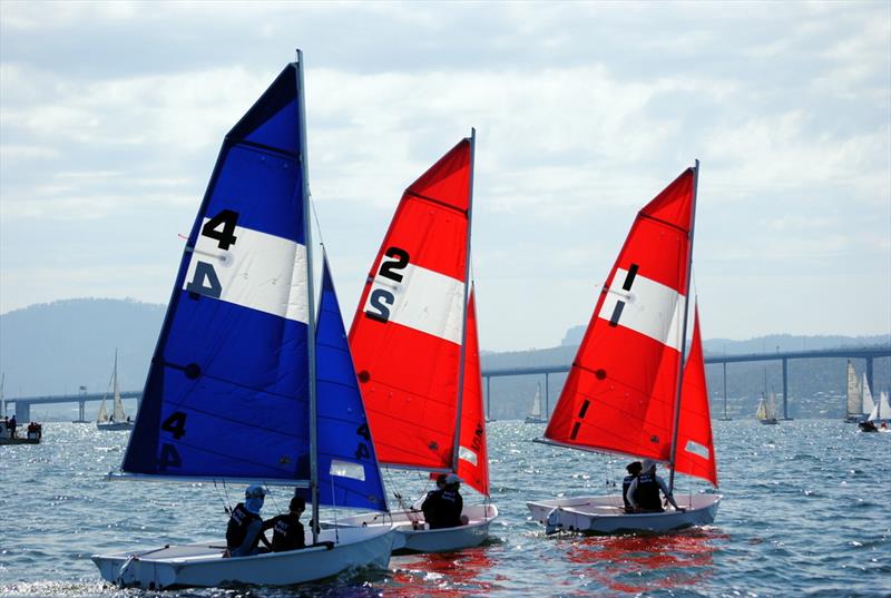Pacer dinghies on the Opening Day of the River Derwent yachting season photo copyright Peter Campbell taken at Royal Yacht Club of Tasmania and featuring the Pacer class