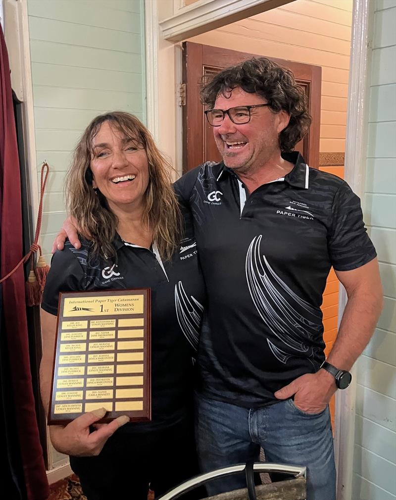 Brenda Brownlie (NZ) - 1st Female Competitor with husband, Jason who finished 10th - photo © Brian Robinson