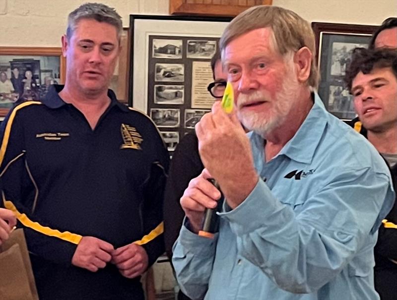 NSW State Champion, Garry Williams with runner up, son Greg. Garry in his role as APTCA President at 34th Paper Tiger Internationals, Lake Cootharaba, July 2025 - photo © Brian Robinson