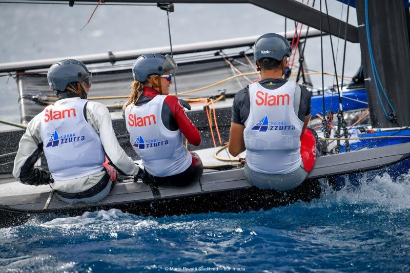 The Young Azzurra team is composed of Ettore Botticini, Erica Ratti and Francesca Bergamo - who alternate on board - and Federico Colaninno photo copyright 69F Media / Marta Rovatti Studihrad taken at Yacht Club Costa Smeralda and featuring the Persico 69F class