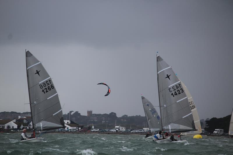 High winds on day 1 of the Phantom Nationals at Highcliffe photo copyright Sarah Desjonqueres taken at Highcliffe Sailing Club and featuring the Phantom class