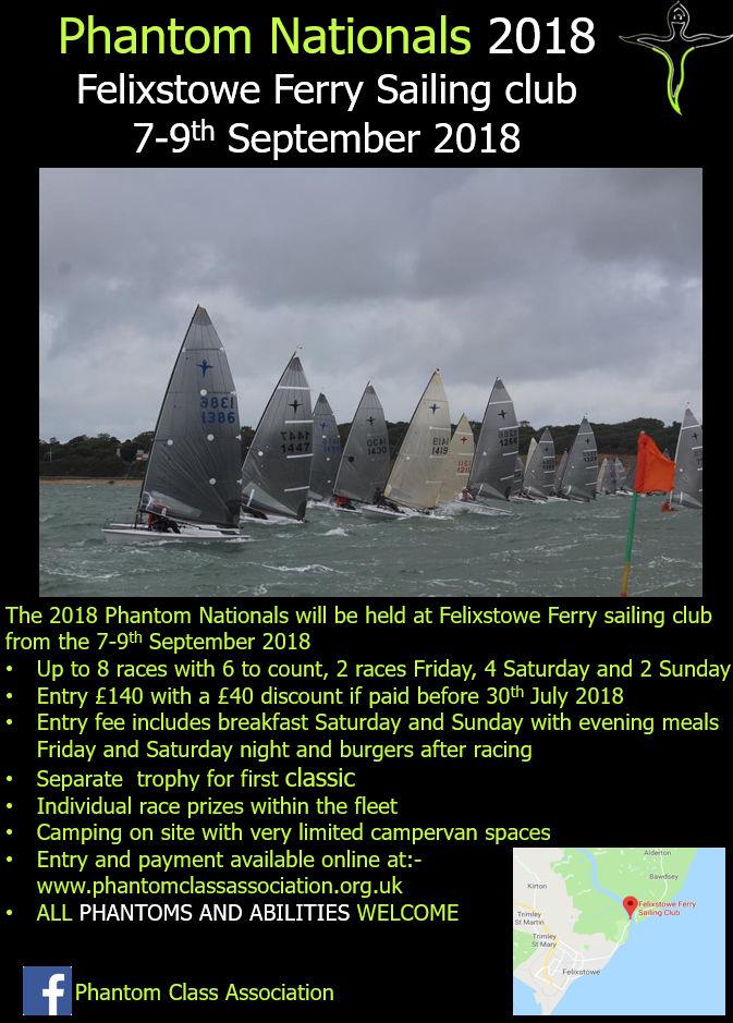Phantom Nationals 2018 poster photo copyright Phantom class taken at Felixstowe Ferry Sailing Club and featuring the Phantom class