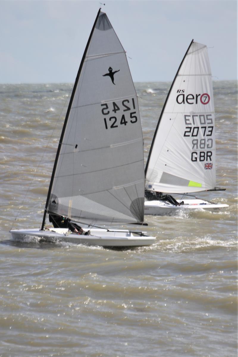 Paddy Denby's Phantom and Pierce Seward's Aero in a second race duel - Denby won out during the Dyson Dash photo copyright Adrian Trice taken at Broadstairs Sailing Club and featuring the Phantom class
