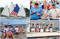 Clockwise from top left: Cat Boat Parade in Edgartown Harbor, thumbs up for Bad Martha Beer's signature 100th Annual Regatta Ale; Race Committee between races, Bad Martha's Ice Cream enjoyed by juniors  © Top left credit Larry Glick, Bottom left credit Tot Balay, Others credit Rick B.