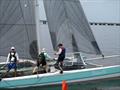 Eric Roberts, his father Bill Roberts in mid-crew position, and Dave Weir as foredeck, ghost across the line first in the 2008 race © The Mug Race