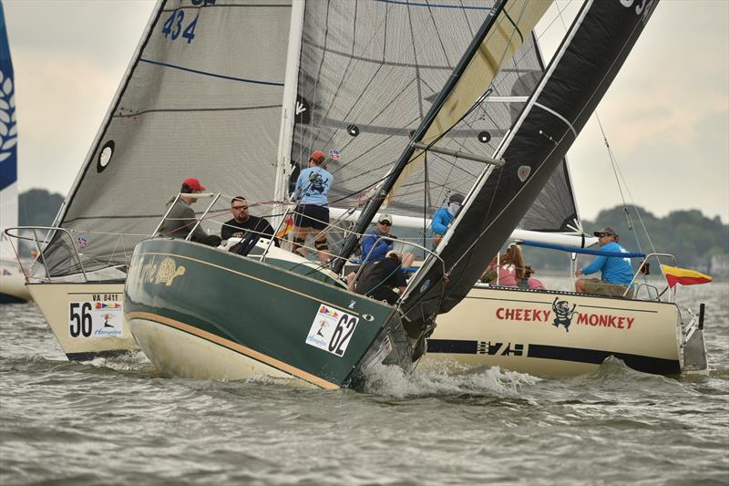 PHRF action at the Southern Bay Race Week involving Truculent Turtle and Cheeky Monkey photo copyright Southern Bay Race Week / PhotoBoat taken at Hampton Yacht Club and featuring the PHRF class