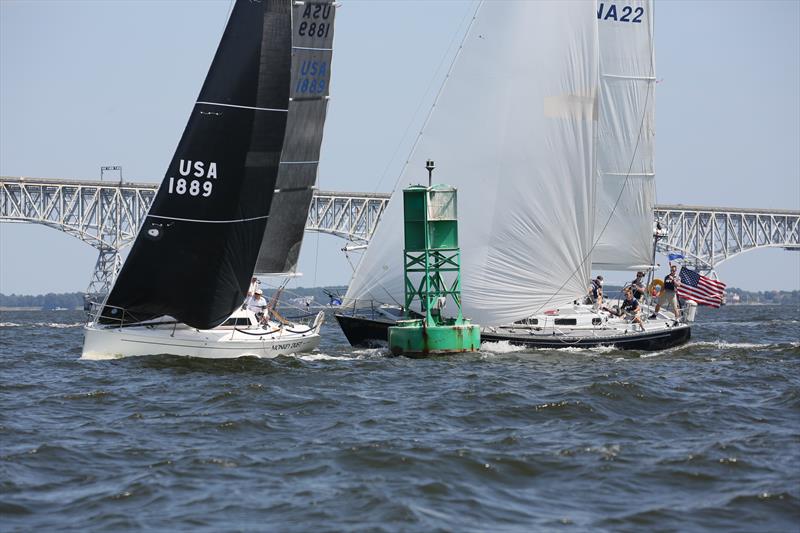 Fully crewed racecourse action near the Naval Academy Bridge photo copyright Will Keyworth taken at Annapolis Yacht Club and featuring the PHRF class