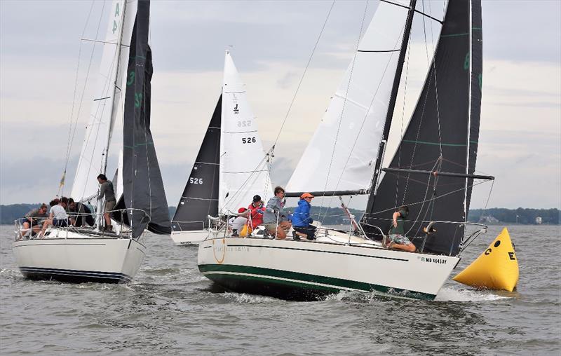 J/30s rounding the mark - 2020 Helly Hansen NOOD Regatta Annapolis photo copyright Will Keyworth taken at Annapolis Yacht Club and featuring the PHRF class