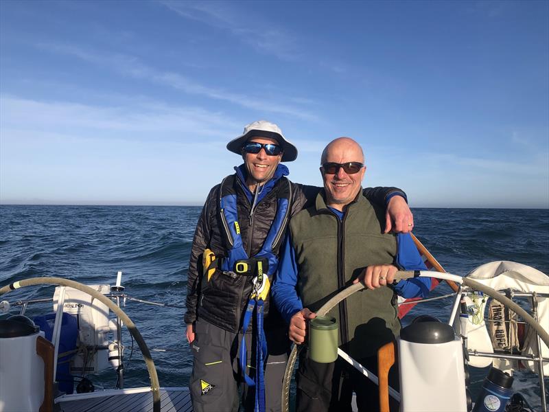 The author (left) and Erden Eruç, aboard Dark Star, somewhere off the West Coast of Vancouver Island, in June 2022 - photo © David Schmidt Collection