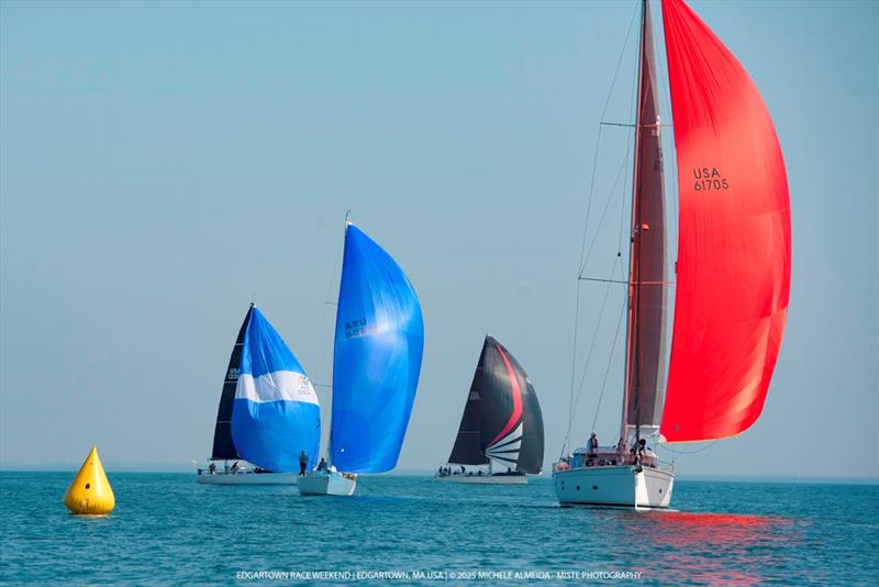 Class winner Southern Cross (red spinnaker) at Edgartown Race Weekend's 2025 'Round-the-Island Race - photo © Miste Photography