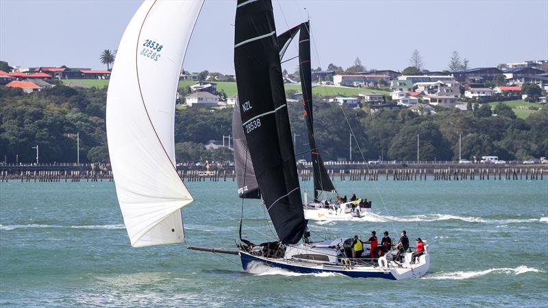 Motorboat III to leeward of Clockwork soon after the start of the Three Kings Race - April 16, 2026 - photo © Richard Gladwell - Sail-World.com/nz