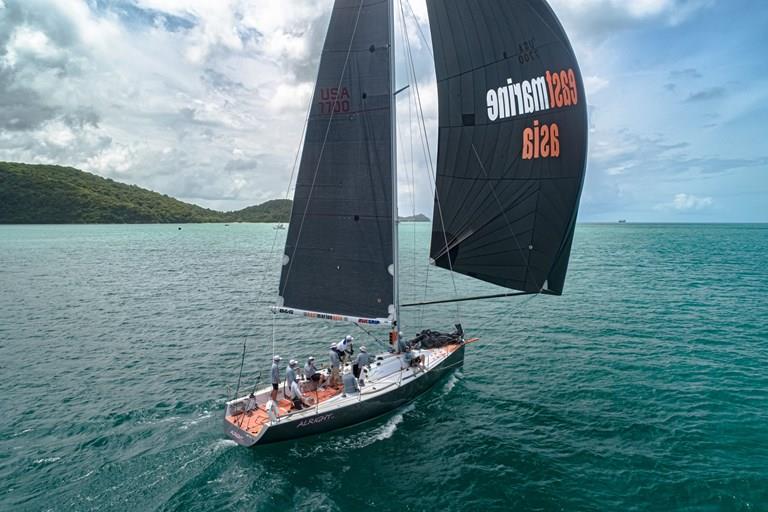'Alright' leads the IRC 0 class away.: Phuket Raceweek 2022 photo copyright Helicam Asia taken at Phuket Yacht Club and featuring the  class