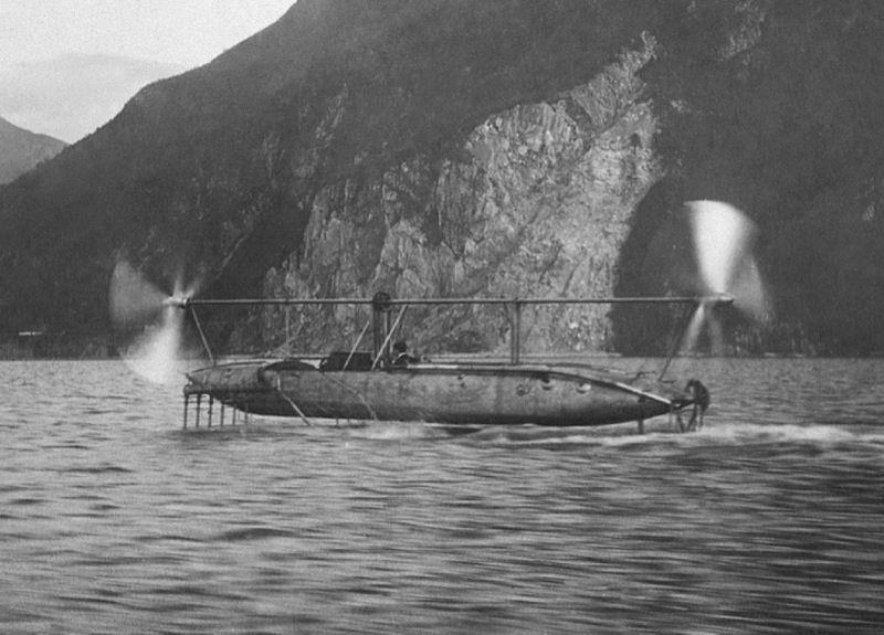 Enrico Forlanini demonstrating his foiler on Lake Maggiore, though in proving the effectiveness of the principles the safety aspects of his hydrofoil made one shudder today! photo copyright Archive taken at  and featuring the Power boat class