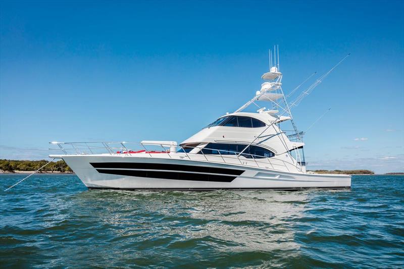 Dramatic lines of the Riviera 77 Enclosed Flybridge - photo © Riviera Australia