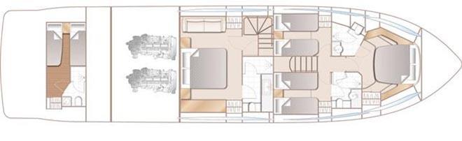 Lower Accommodation - Princess 70 - photo © Princess Yachts
