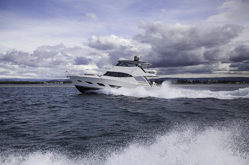 Underway, the 72 Sport Motor Yacht cuts a very impressive figure photo copyright John Curnow taken at  and featuring the Power boat class